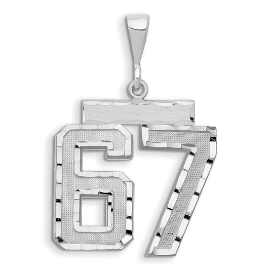 14kw Large Brushed Diamond-cut Number 67 Charm