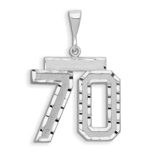 14kw Large Brushed Diamond-cut Number 70 Charm