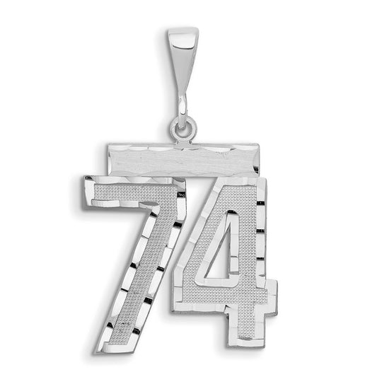 14kw Large Brushed Diamond-cut Number 74 Charm