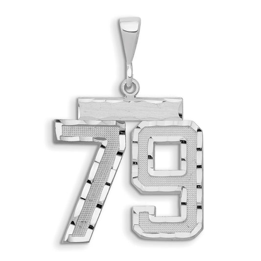 14kw Large Brushed Diamond-cut Number 79 Charm