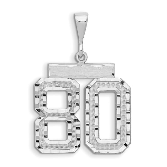 14kw Large Brushed Diamond-cut Number 80 Charm