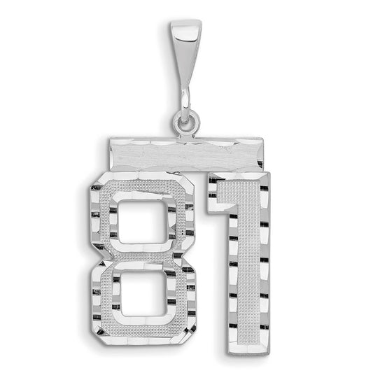 14kw Large Brushed Diamond-cut Number 81 Charm