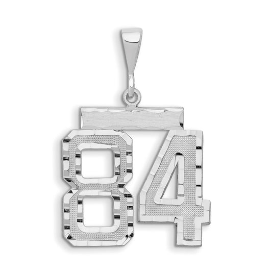 14kw Large Brushed Diamond-cut Number 84 Charm