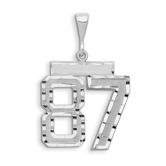 14kw Large Brushed Diamond-cut Number 87 Charm
