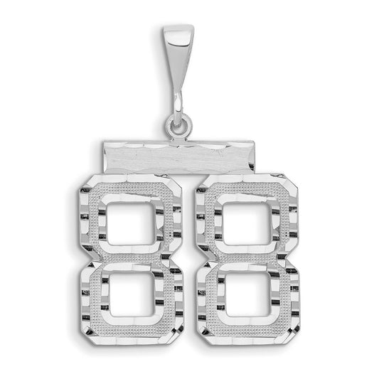 14kw Large Brushed Diamond-cut Number 88 Charm