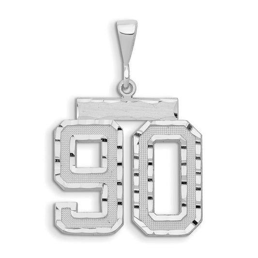 14kw Large Brushed Diamond-cut Number 90 Charm