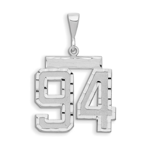 14kw Large Brushed Diamond-cut Number 94 Charm