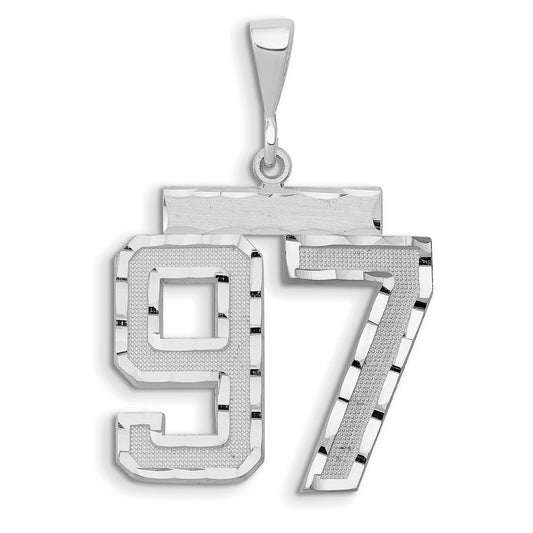 14kw Large Brushed Diamond-cut Number 97 Charm
