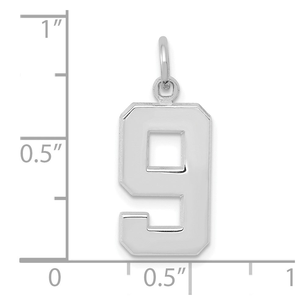 14kw Medium Polished Number 9 Charm
