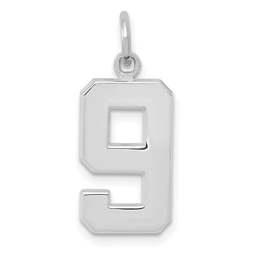 14kw Medium Polished Number 9 Charm