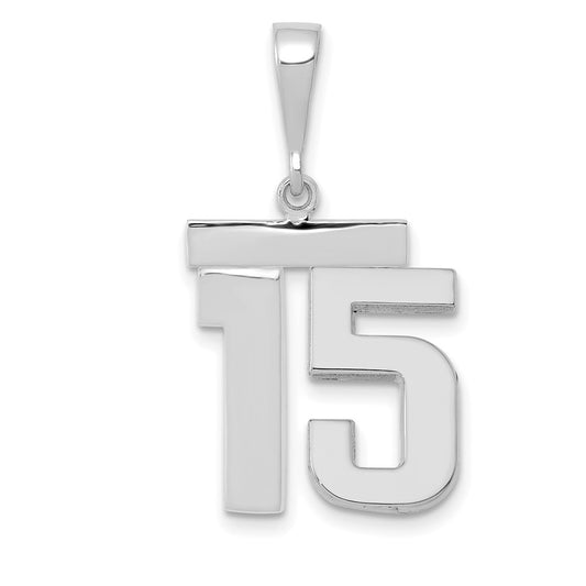 14kw Medium Polished Number 15 Charm