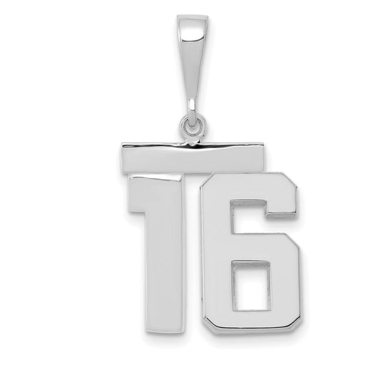 14kw Medium Polished Number 16 Charm