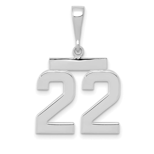 14kw Medium Polished Number 22 Charm
