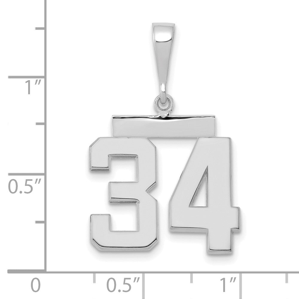 14kw Medium Polished Number 34 Charm