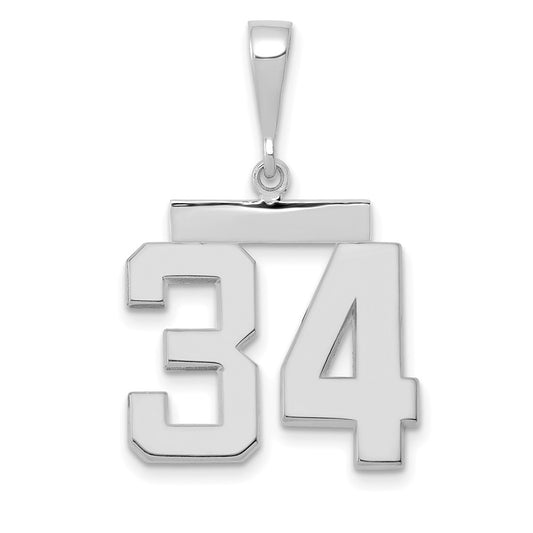 14kw Medium Polished Number 34 Charm