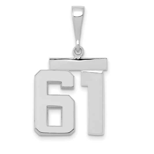 14kw Medium Polished Number 61 Charm