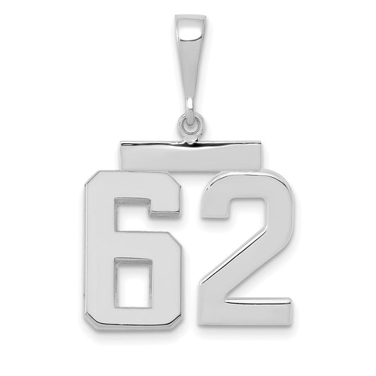 14kw Medium Polished Number 62 Charm