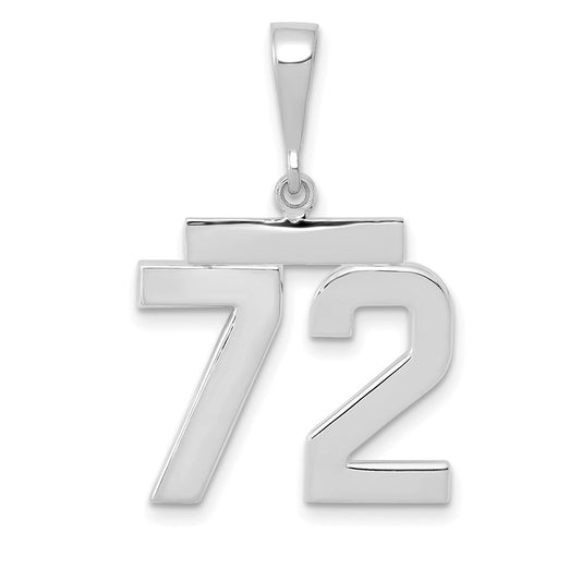 14kw Medium Polished Number 72 Charm