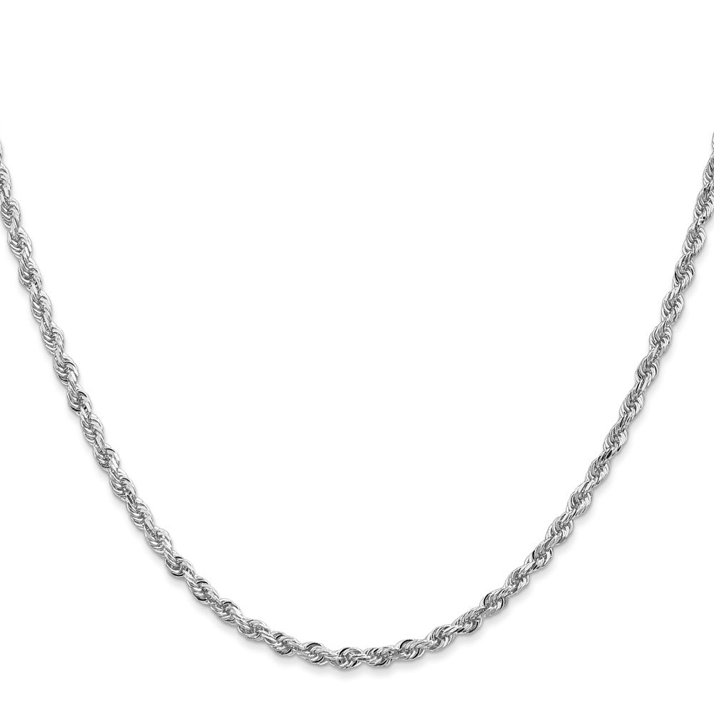 14K White Gold 20 Inch 2.75mm Diamond-cut Quadruple Rope Lobster Clasp Chain