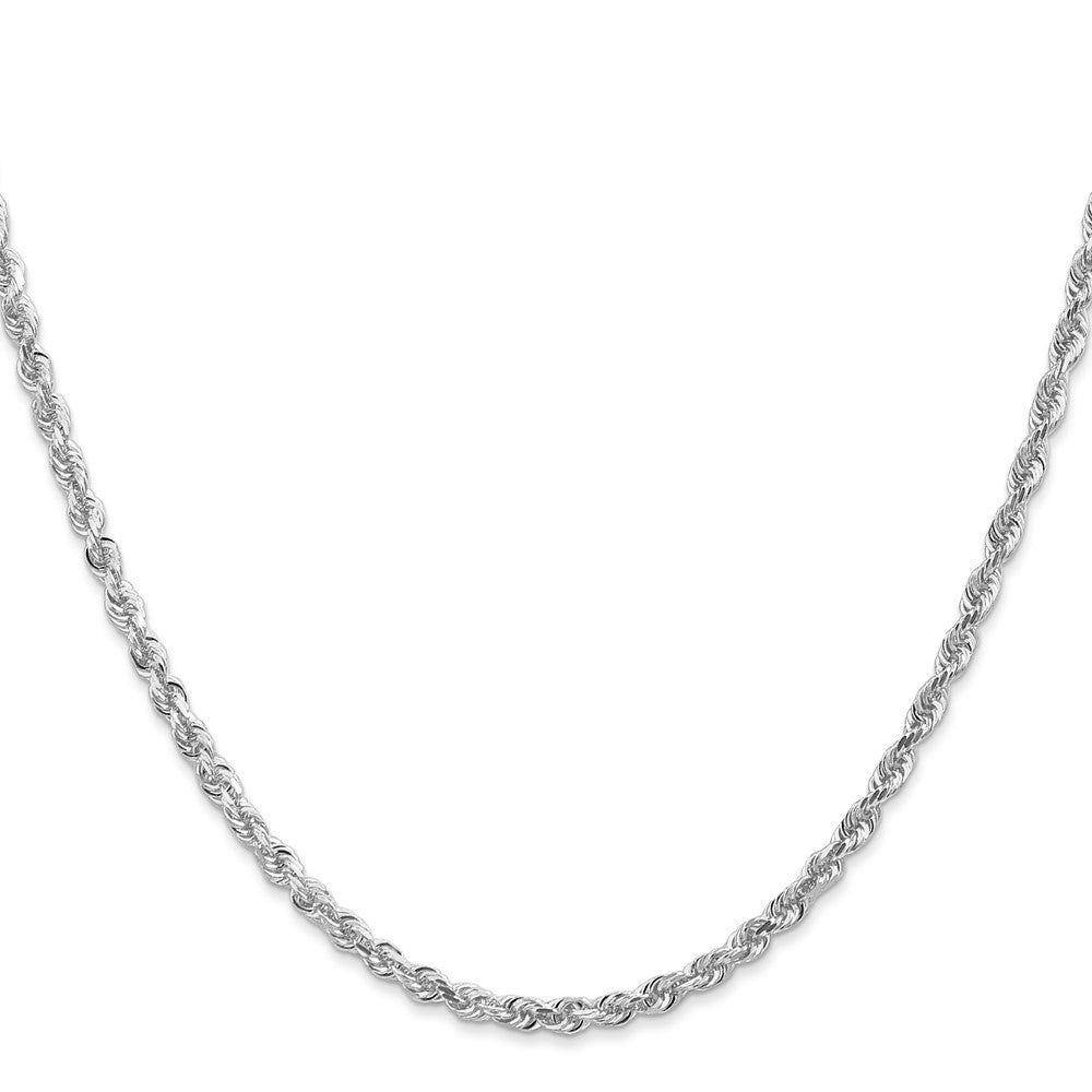 14K White Gold 22 Inch 3mm Diamond-cut Quadruple Rope Lobster Clasp Chain