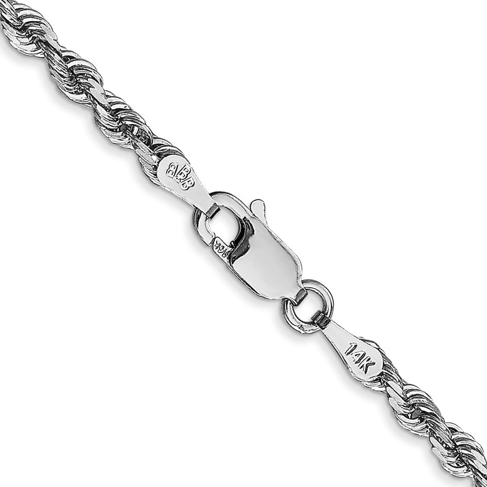 14K White Gold 24 Inch 3mm Diamond-cut Quadruple Rope Lobster Clasp Chain