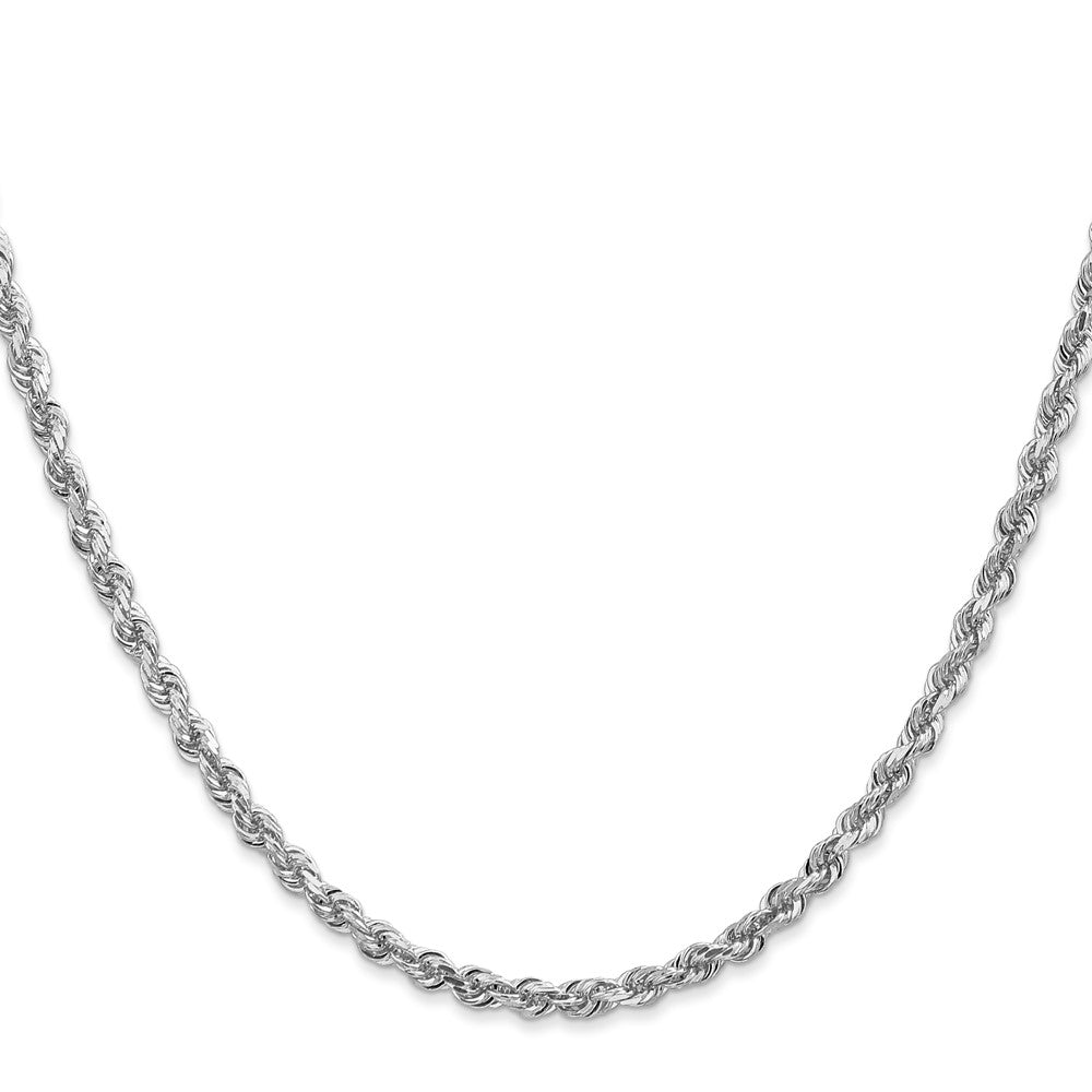 14K White Gold 24 Inch 3.35mm Diamond-cut Quadruple Rope Lobster Clasp Chain