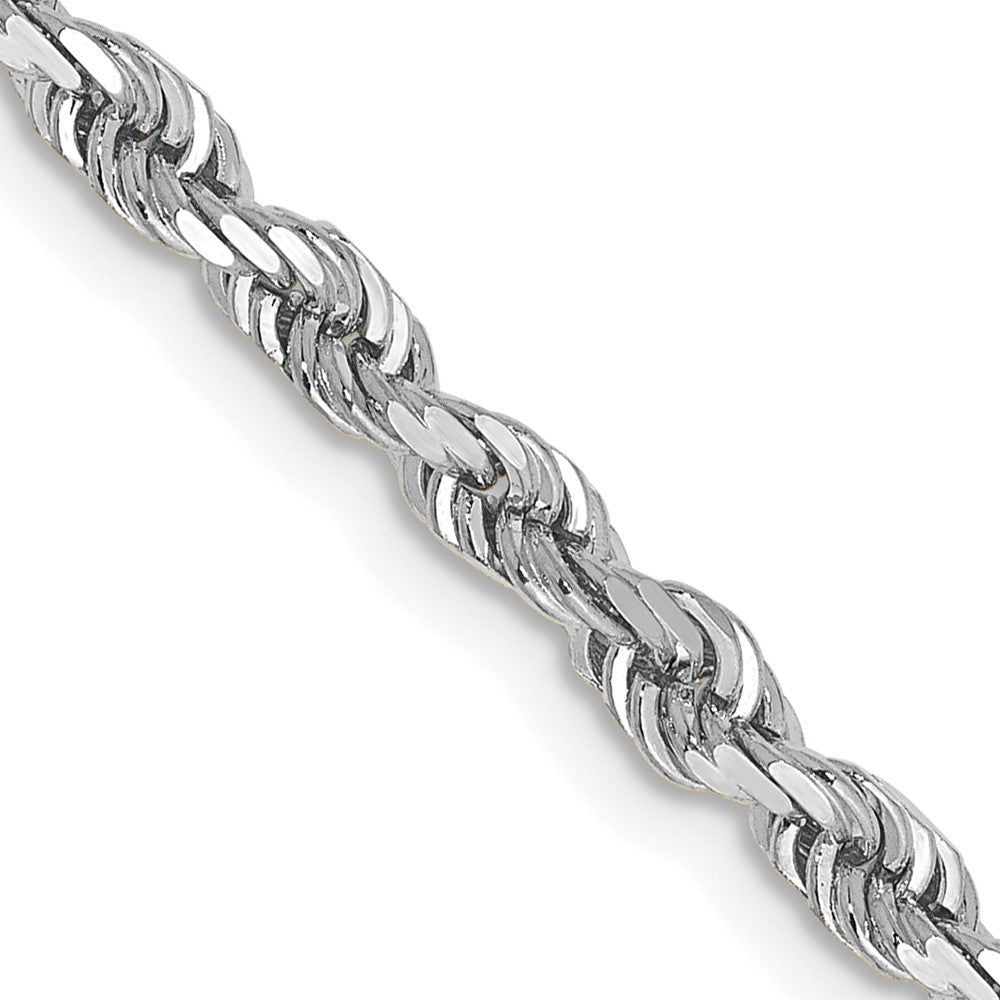 14K White Gold 30 Inch 3.35mm Diamond-cut Quadruple Rope Lobster Clasp Chain