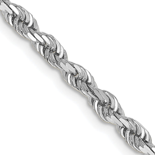 14K White Gold 30 Inch 3.35mm Diamond-cut Quadruple Rope Lobster Clasp Chain