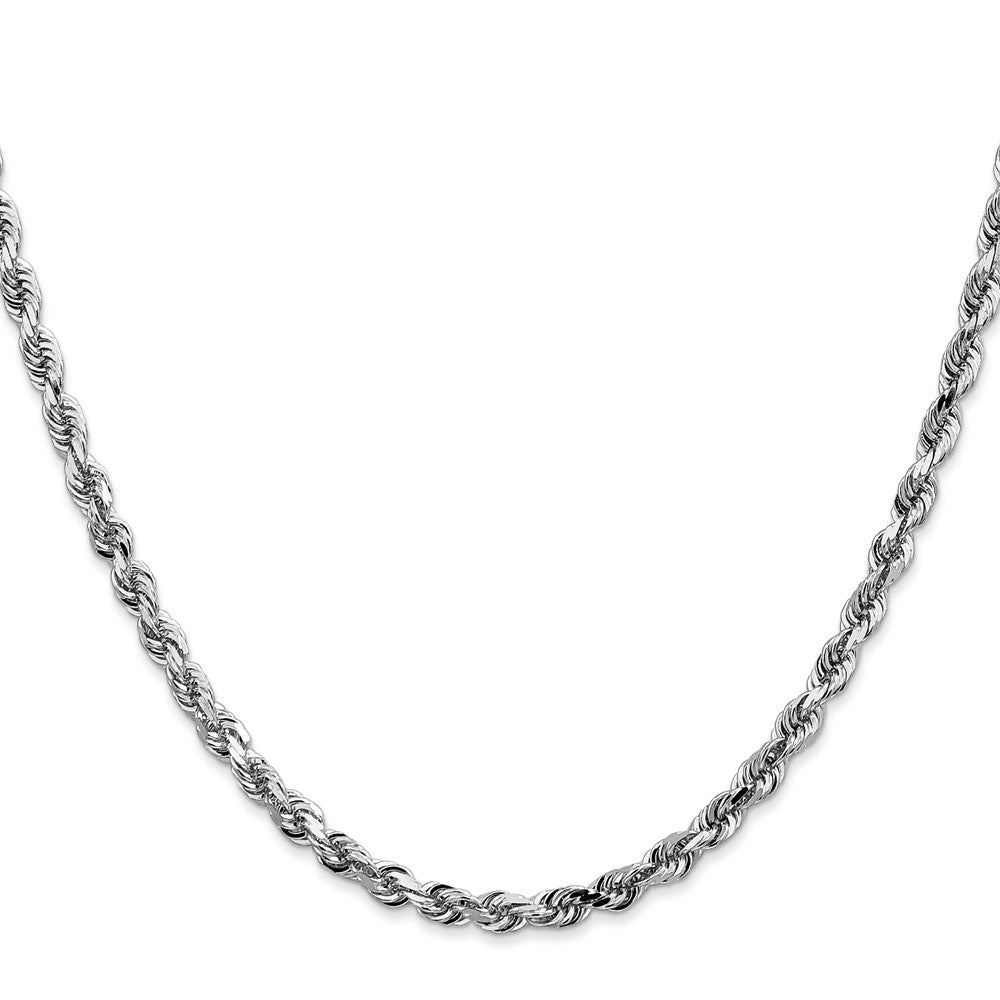14K White Gold 22 Inch 4mm Diamond-cut Quadruple Rope Lobster Clasp Chain