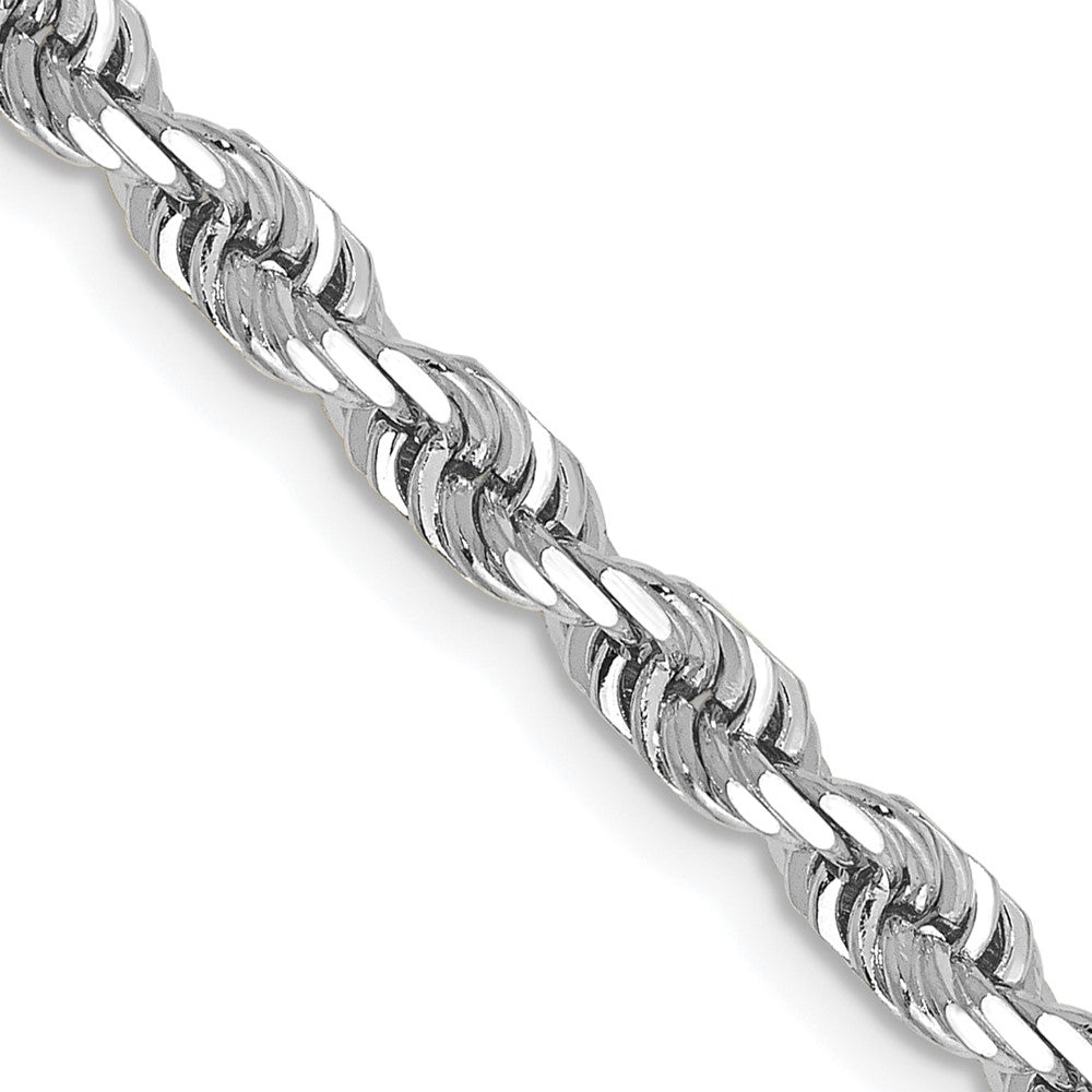14K White Gold 22 Inch 4mm Diamond-cut Quadruple Rope Lobster Clasp Chain