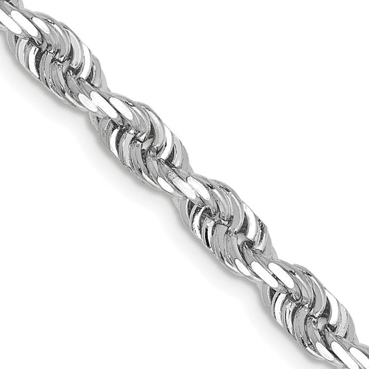 14K White Gold 20 Inch 4.5mm Diamond-cut Quadruple Rope Lobster Clasp Chain