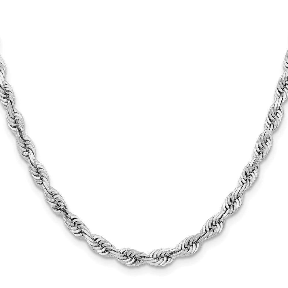 14K White Gold 22 Inch 5mm Diamond-cut Quadruple Rope Lobster Clasp Chain