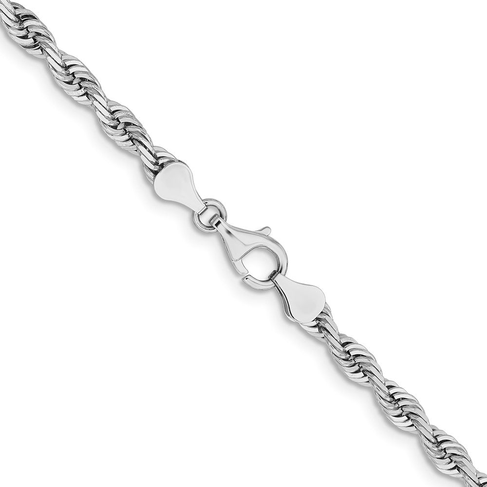 14K White Gold 30 Inch 5mm Diamond-cut Quadruple Rope Lobster Clasp Chain