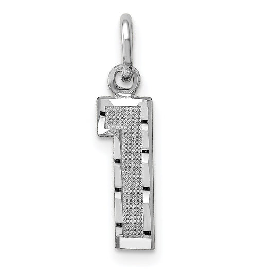 14kw Small Brushed Diamond-cut Number 1 Charm