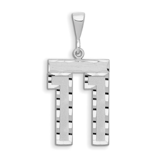 14kw Small Brushed Diamond-cut Number 11 Charm