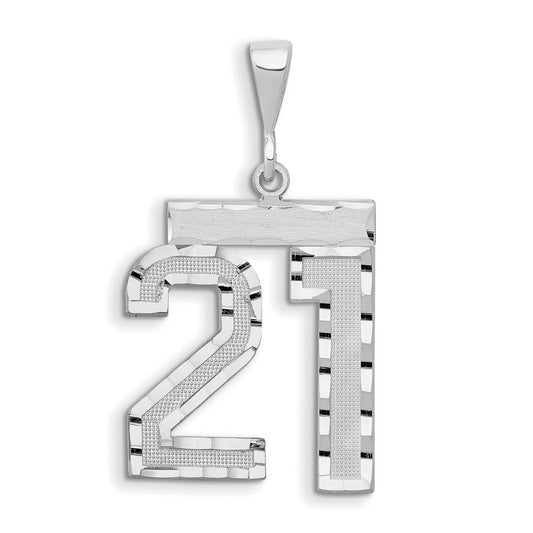 14kw Small Brushed Diamond-cut Number 21 Charm