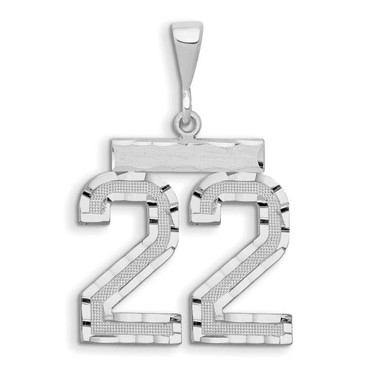 14kw Small Brushed Diamond-cut Number 22 Charm