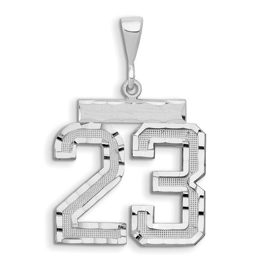 14kw Small Brushed Diamond-cut Number 23 Charm