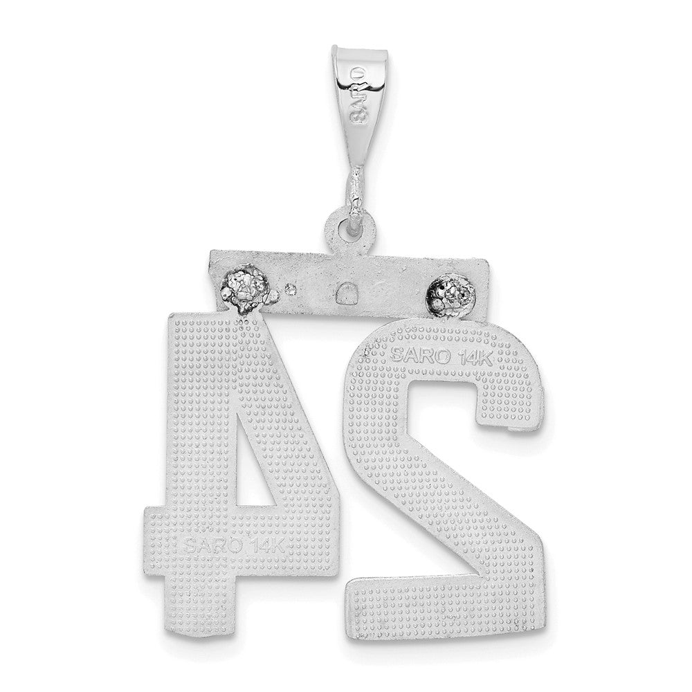 14kw Small Brushed  Diamond-cut Number 24 Charm