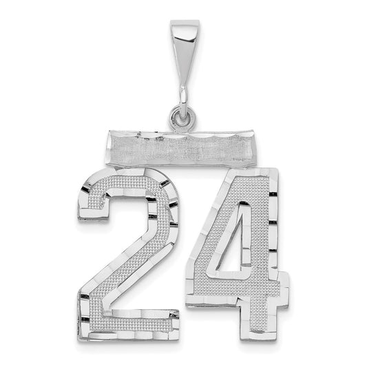 14kw Small Brushed  Diamond-cut Number 24 Charm