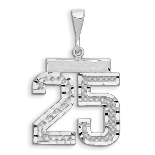 14kw Small Brushed Diamond-cut Number 25 Charm