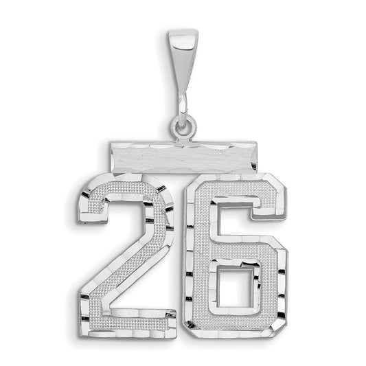 14kw Small Brushed Diamond-cut Number 26 Charm