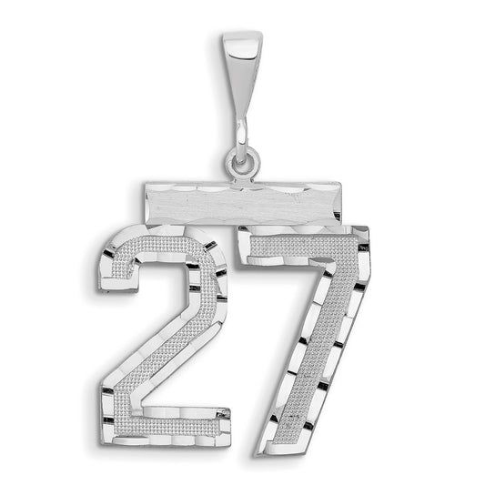 14kw Small Brushed Diamond-cut Number 27 Charm