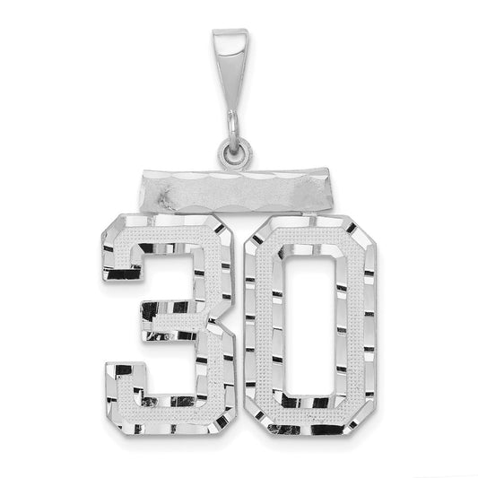 14kw Small Brushed Diamond-cut Number 30 Charm