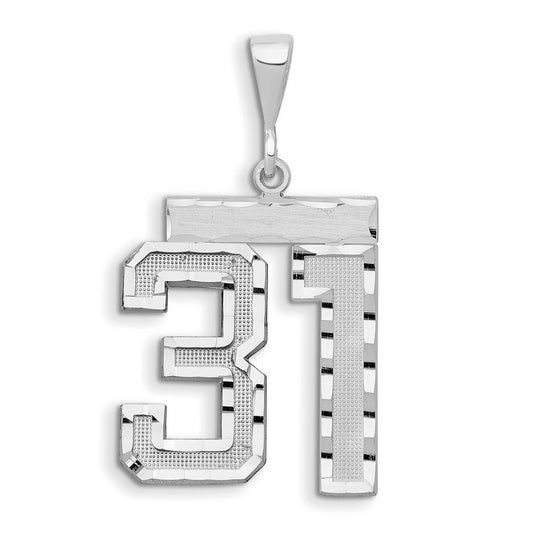 14kw Small Brushed Diamond-cut Number 31 Charm