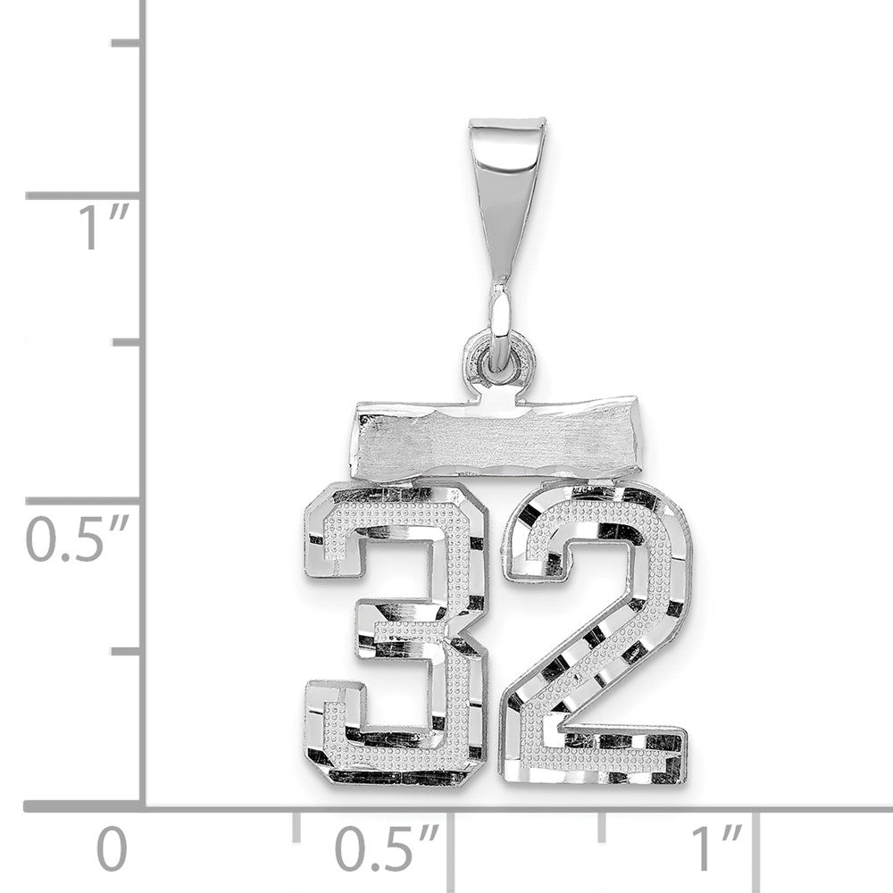 14kw Small Brushed Diamond-cut Number 32 Charm