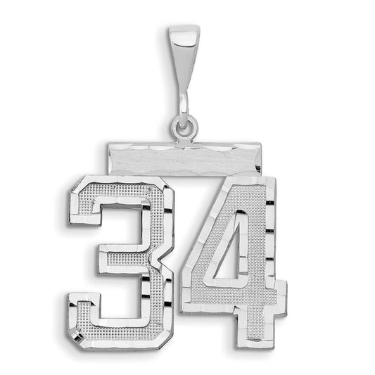 14kw Small Brushed Diamond-cut Number 34 Charm