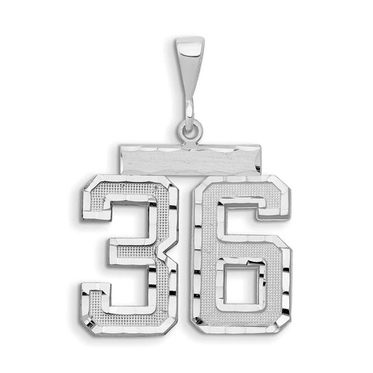 14kw Small Brushed Diamond-cut Number 36 Charm