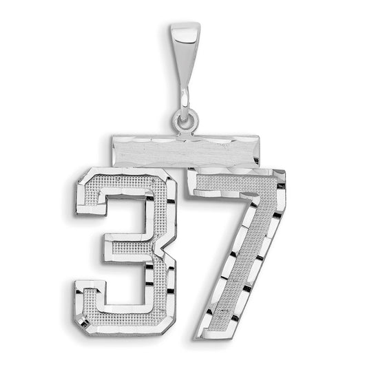 14kw Small Brushed Diamond-cut Number 37 Charm