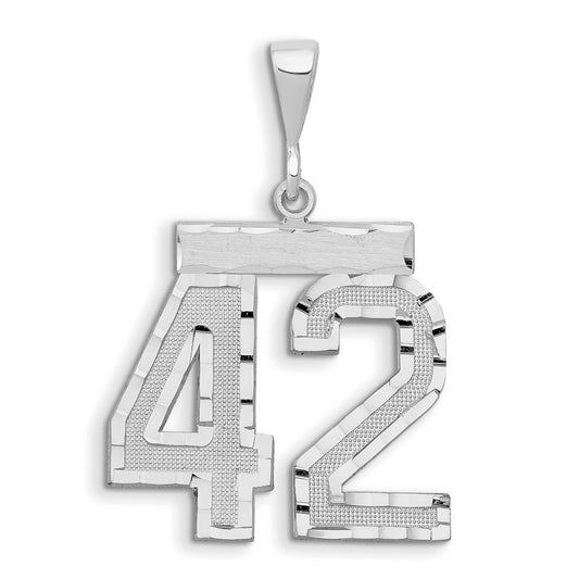14kw Small Brushed Diamond-cut Number 42 Charm